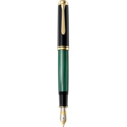 STILOU SOUVERAEN M1000 B,PENITA AUR18K,ACCESORII PLACATE CU AUR,CORP NEGRU-VERDE