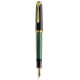 STILOU SOUVERAN M800 B,PENITA AUR18K,ACCESORII PLACATE CU AUR,CORP NEGRU-VERDE