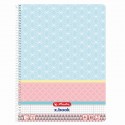 CAIET A4 80 FILE CU SPIRALA PATRATELE PERFORAT, MOTIV GRAPHIC PASTELS BLUE