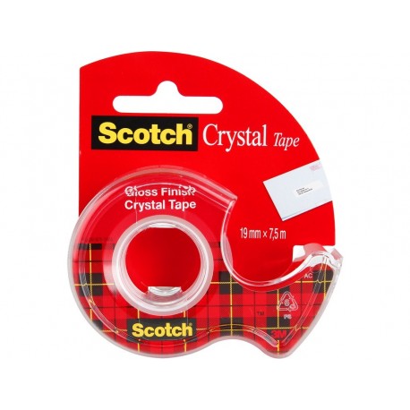 Banda adeziva 19mmx7.5m cu dispenser Scotch Crystal 3M