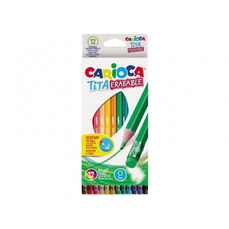 Creioane color cu guma Tita Erasable Carioca 12/set