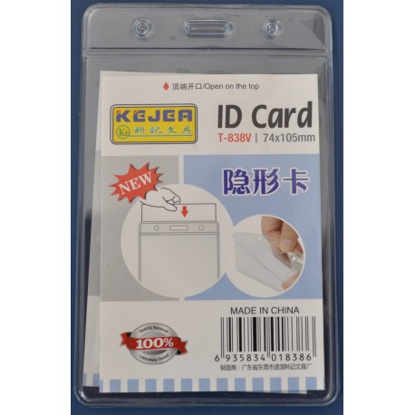 Buzunar PVC, pentru ID carduri, 74 x 105 mm, vertical, 10 buc/set, KEJEA - cristal