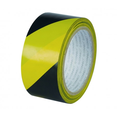 Banda adeziva 48mm x 20m, pentru avertizare, Q-Connect Safety Warning - negru/galben