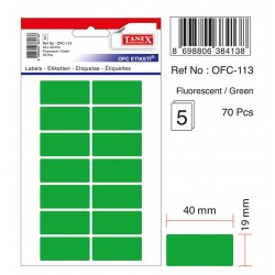 Etichete autoadezive color, 19 x 40 mm, 140 buc/set, Tanex - verde fluorescent