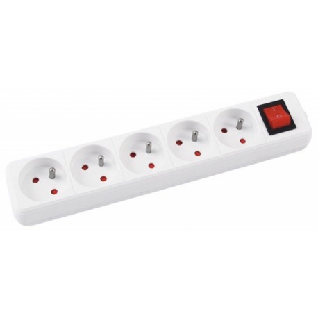 Prelungitor cu 5 prize, lungime - 5 metri, cu intrerupator, Office Products - alb