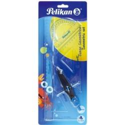 SET GEOMETRIE 5 PIESE (COMPAS, RIGLA, RAPORTOR, 2 ECHERE) PELIKAN