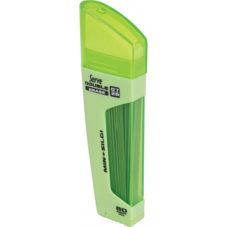 SERVE DOUBLE ERASE, MINE CREION 2B + RADIERA, 80 MINE X 0.7 MM, CORP VERDE FLUORESCENT