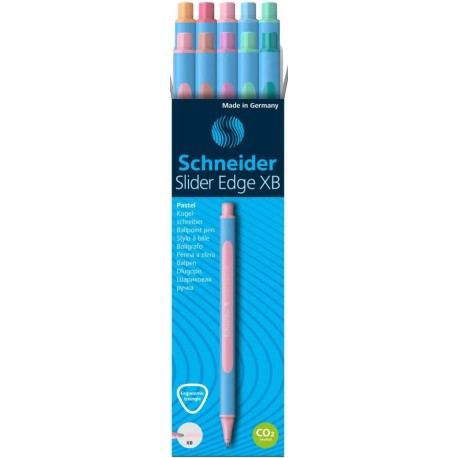 Pix SCHNEIDER Slider Edge Pastel XB, rubber grip, varf 1.4mm, 10 culori pastel/set