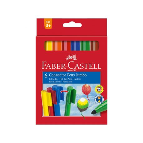 Carioca 6 culori Connector Jumbo Faber-Castell