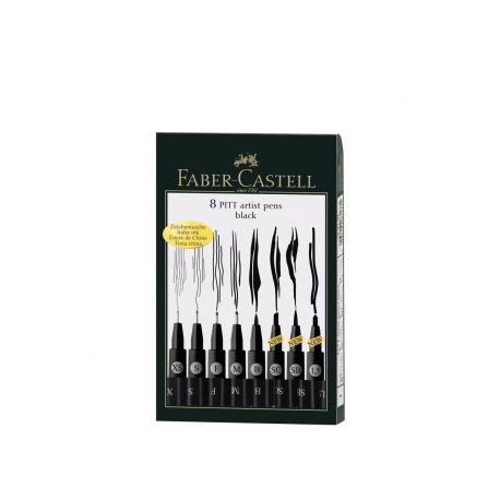 Pitt Artist Pen Set 8 Buc Negru Faber-Castell