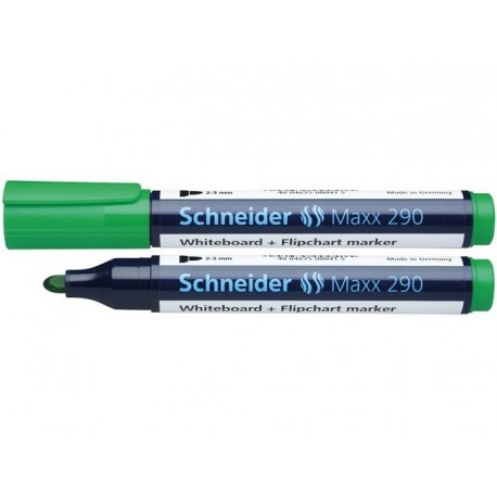 Marker SCHNEIDER Maxx 290, pentru tabla de scris+flipchart, varf rotund 2-3mm - verde