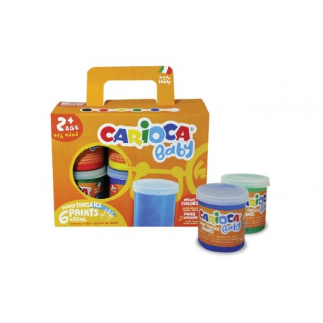 Tempera lavabila, pentru pictura cu mana, 6 culori x 80ml/set, CARIOCA Baby Finger Paint 2+