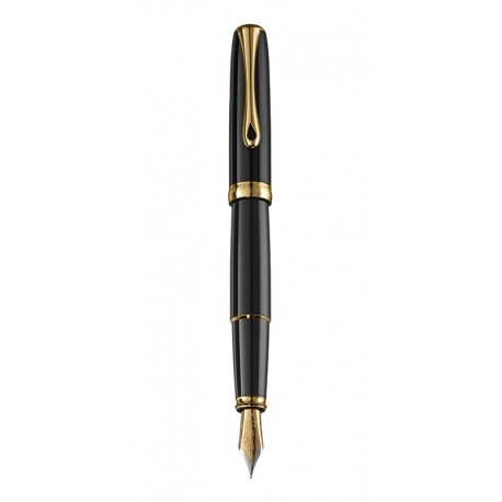 DIPLOMAT Excellence A2 - Black Lacquer Gold - stilou cu penita M, din otel inoxidabil