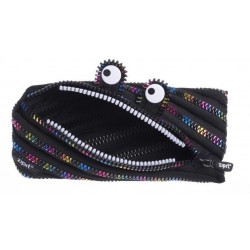 Penar cu fermoar, ZIPIT Monster Special Edition - negru cu dinti curcubeu