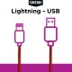 Cablu date GRIXX - 8-pin to USB Apple MFI License, impletit, lungime 1m - rosu