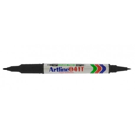 Marker ARTLINE 041T, corp plastic, 2 capete, varfuri rotunde 0.4mm/1.0mm - negru