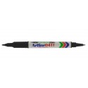 Marker ARTLINE 041T, corp plastic, 2 capete, varfuri rotunde 0.4mm/1.0mm - negru