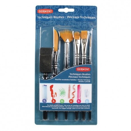 Pensula DERWENT Professional, pentru pictat, 6 buc/ set, diverse modele pentru diferite tehnici, bli