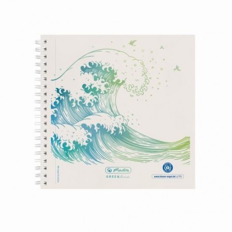 BLOC NOTES 14,8X14,8CM SPIRA 100F PUNCTAT MOTIV WAVE GREENLINE