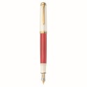 STILOU SOUVERAN M600 EDITIE SPECIALA RED-WHITE, PENITA M AUR 14K, ACCESORII PLACATE CU PALADIU, CORP ROSU-ALB, CUTIE CADOU