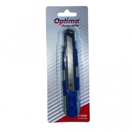 Cutter Optima Premium, lama 18mm otel carbon, sina metalica, zinc cu rubber grip