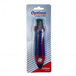 Cutter Optima Premium, lama trapezoidala SK5, auto-retractabil, sina metalica, ABS cu rubber grip