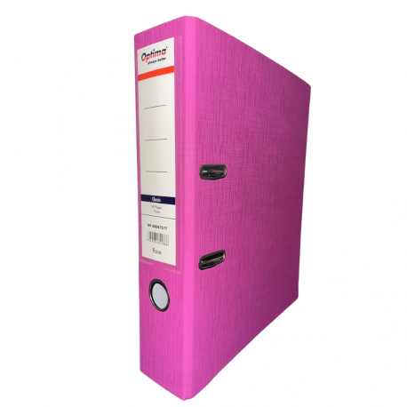 Biblioraft A4, plastifiat PP/paper, margine metalica, 75 mm, Optima Classic - rose