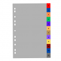 Index plastic color, A4+, extra wide, 120 microni, numeric 1-12, Optima