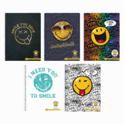 CAIET A4 70F SPIRALA PATRATELE PERFORAT SMILEY WORLD DIVERSE MODELE